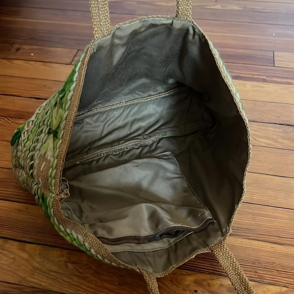 Unique Vintage Hand Stitched Green and Brown Handbag - Picture 7 of 10